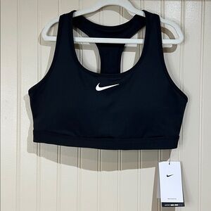 Nike Black Swoosh Racerback Training Sports Bra size large